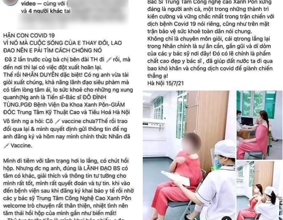 Phó GĐ BV Xanh Pôn lên tiếng vụ người phụ nữ khoe được tiêm vaccine Covid-19 nhờ quen “người anh”