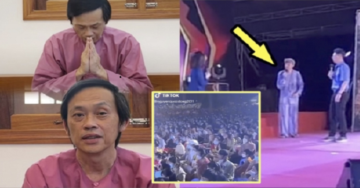 Lan truyền clip Hoài Linh diễn hài với vợ chồng Lâm Vỹ Dạ nhưng khán giả không ai cười